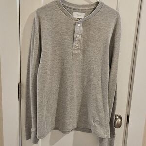 NWOT OVADIA New York Long-Sleeve Thermal Henley Shirt - Grey - Size Large